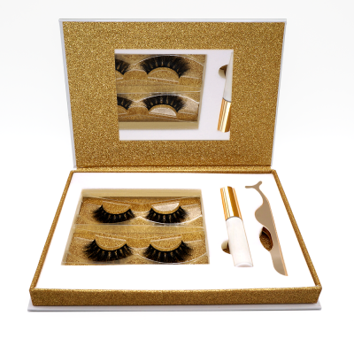 Custom Private Label Clear Band 3d Faux False Mink  Eyelashes with Plastic Fake Lash Case