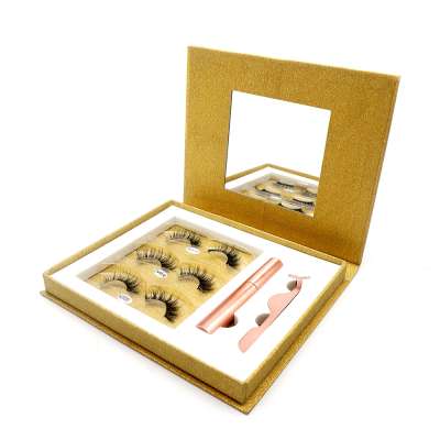 Fluffy mink magnetic eyelashes top quality OEM with waterproof magnetic eyeliner