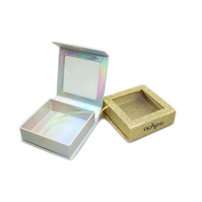 luxury custom logo square shape false eyelashes glitter eyelash box